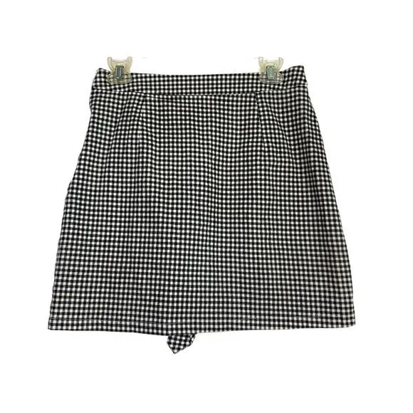 Missguided black white Gingham check plaid frill mini short skirt Size 8 - Picture 2 of 5